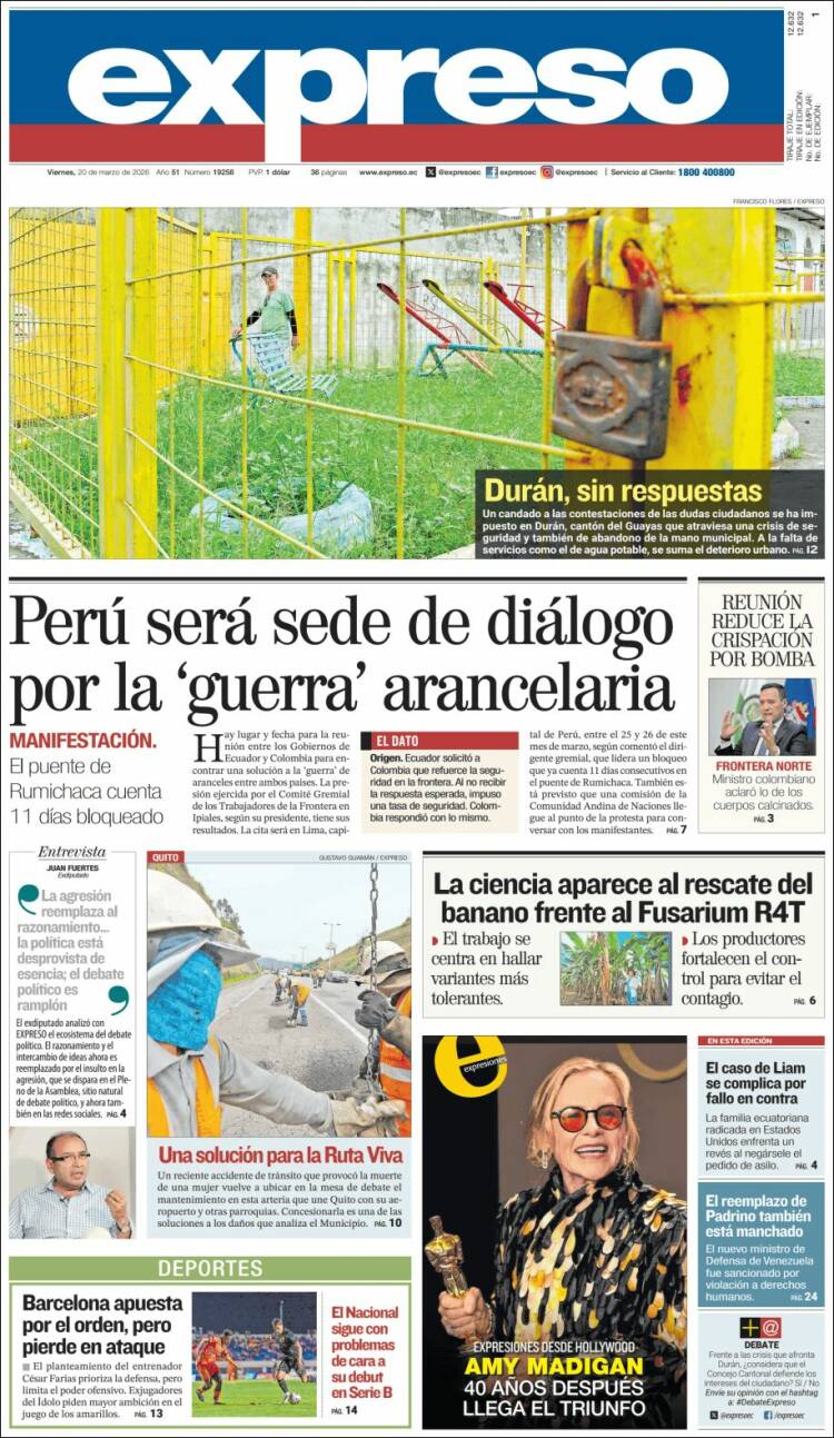 Portada de Expreso (Ecuador)