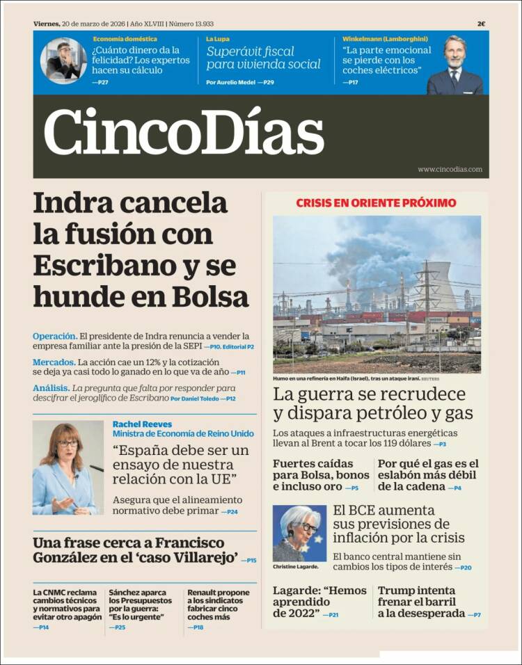 Portada de Cinco Días (Espa&ntilde;a)