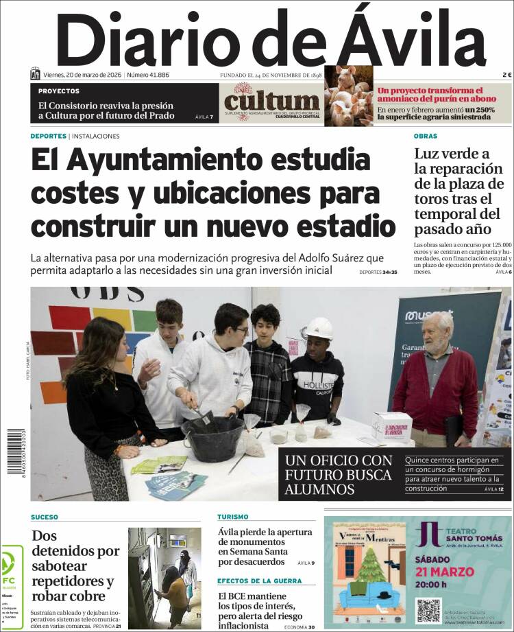 Portada de Diario de Ávila (Espa&ntilde;a)
