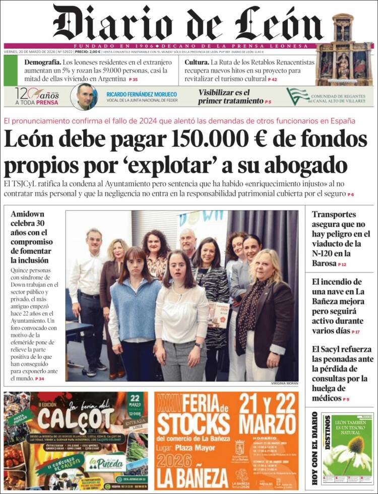 Portada de Diario de León (Espa&ntilde;a)