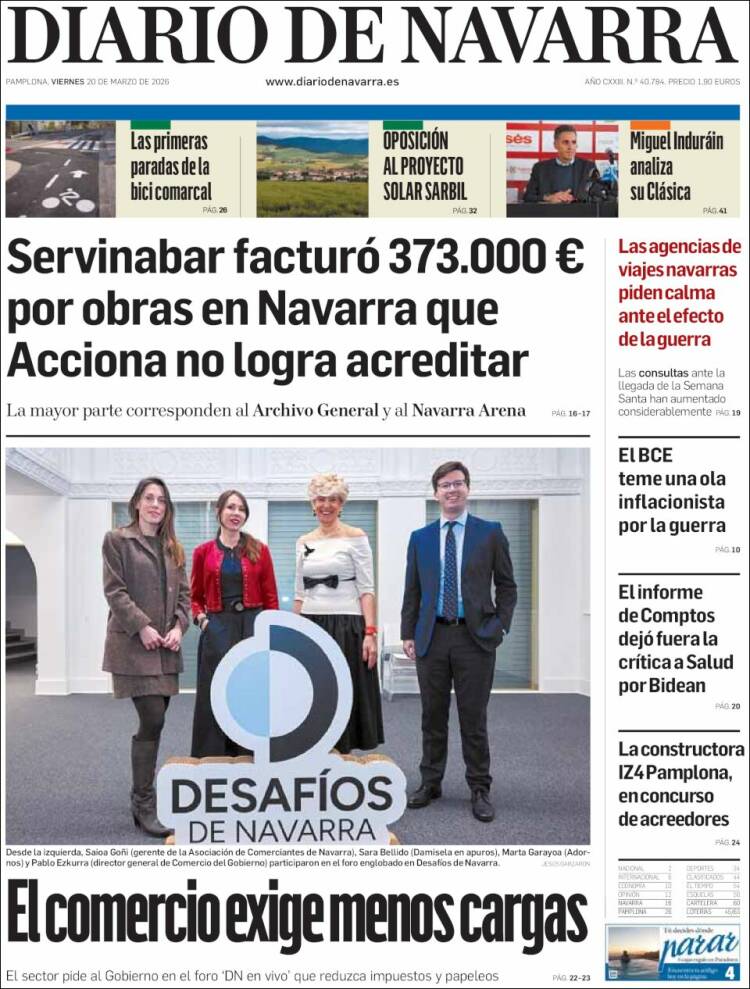 Portada de Diario de Navarra (Espa&ntilde;a)