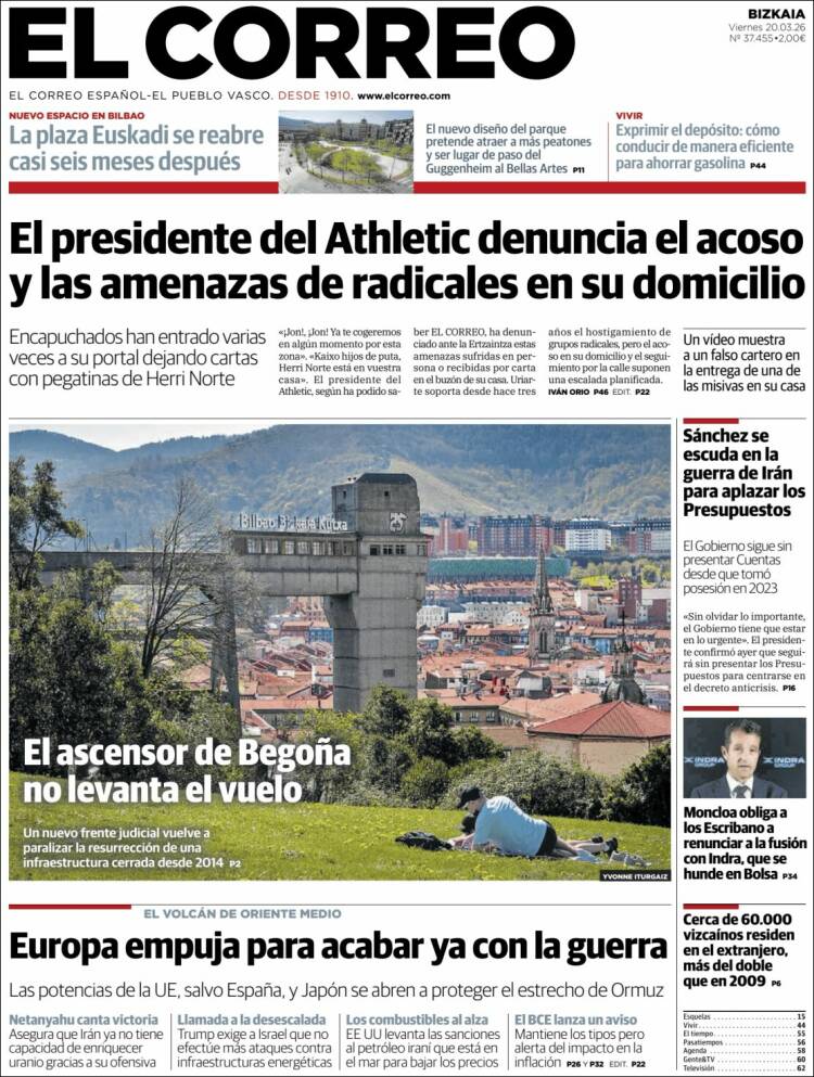 Portada de El Correo (Espa&ntilde;a)