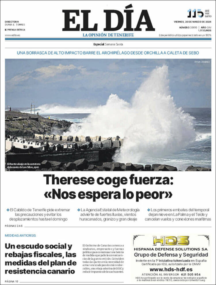 Portada de El Día (Espa&ntilde;a)