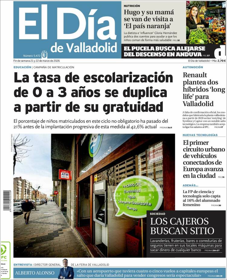 Portada de El Día de Valladolid (Espa&ntilde;a)