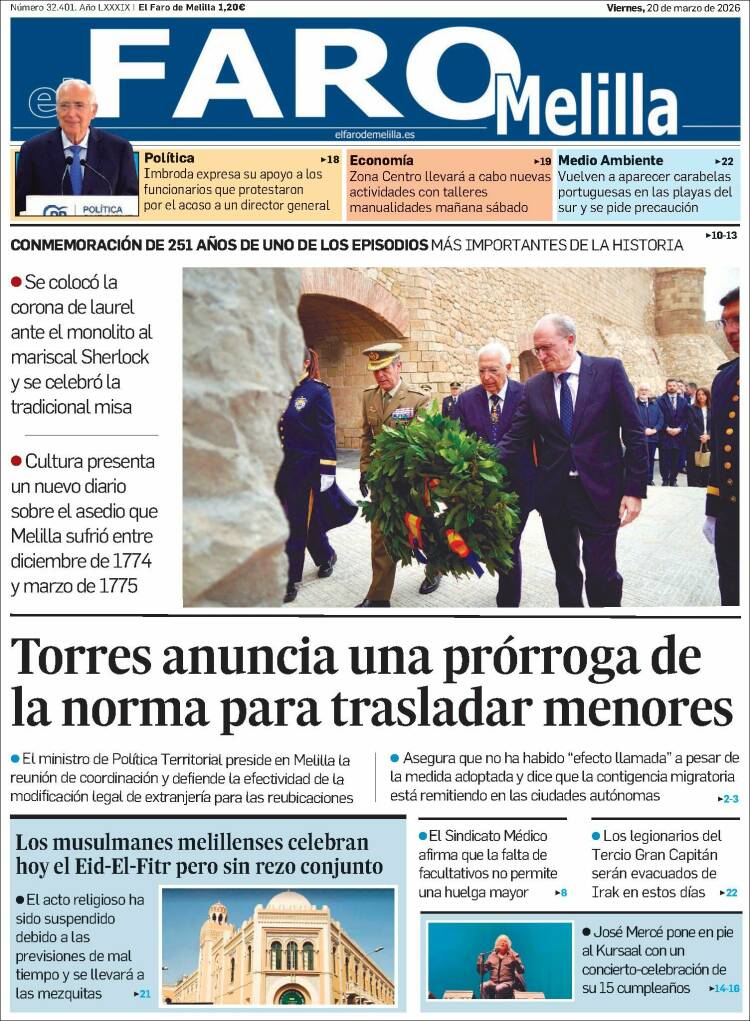 Portada de El Faro de Melilla (Espa&ntilde;a)
