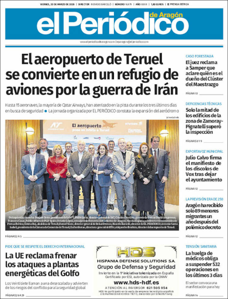 Portada de El Periódico de Aragón (Espa&ntilde;a)