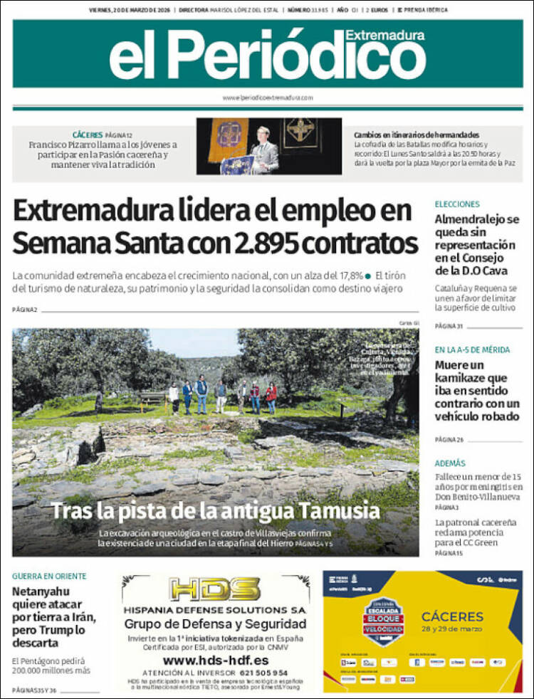 Portada de El Periódico de Extremadura (Espa&ntilde;a)