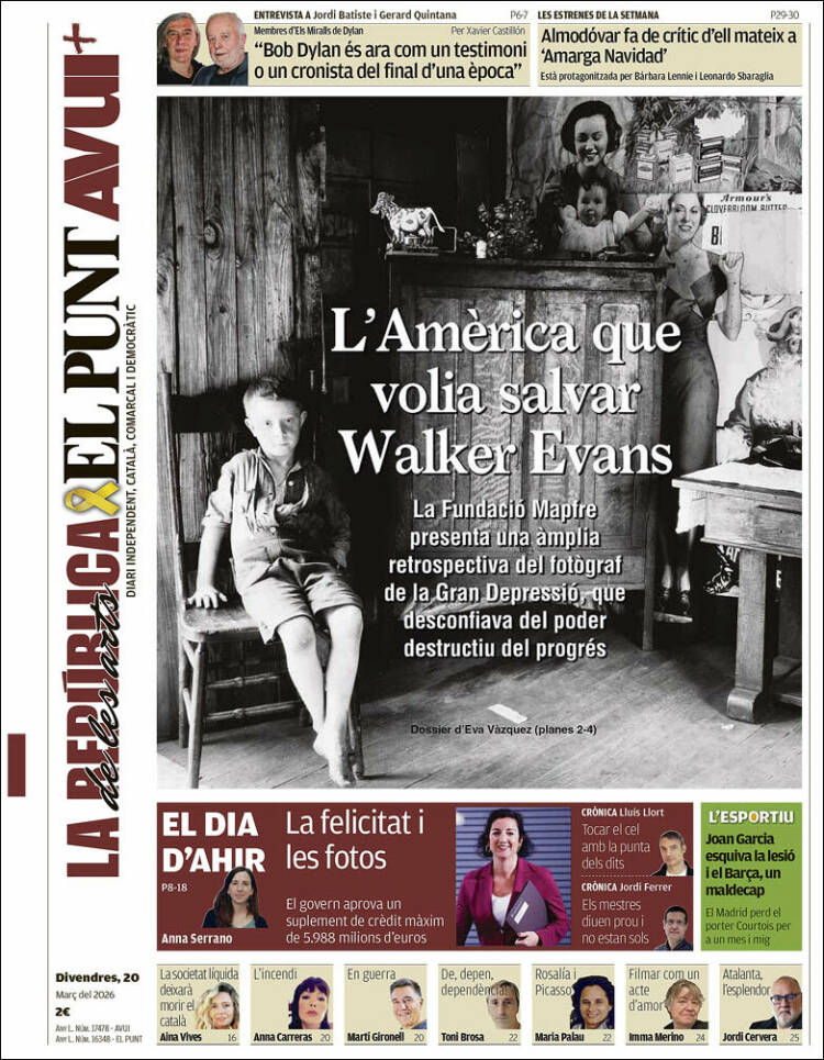 Portada de El Punt Avui (Espagne)