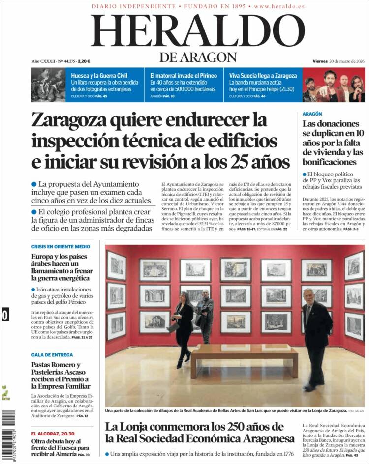 Portada de Heraldo de Aragón (Espa&ntilde;a)