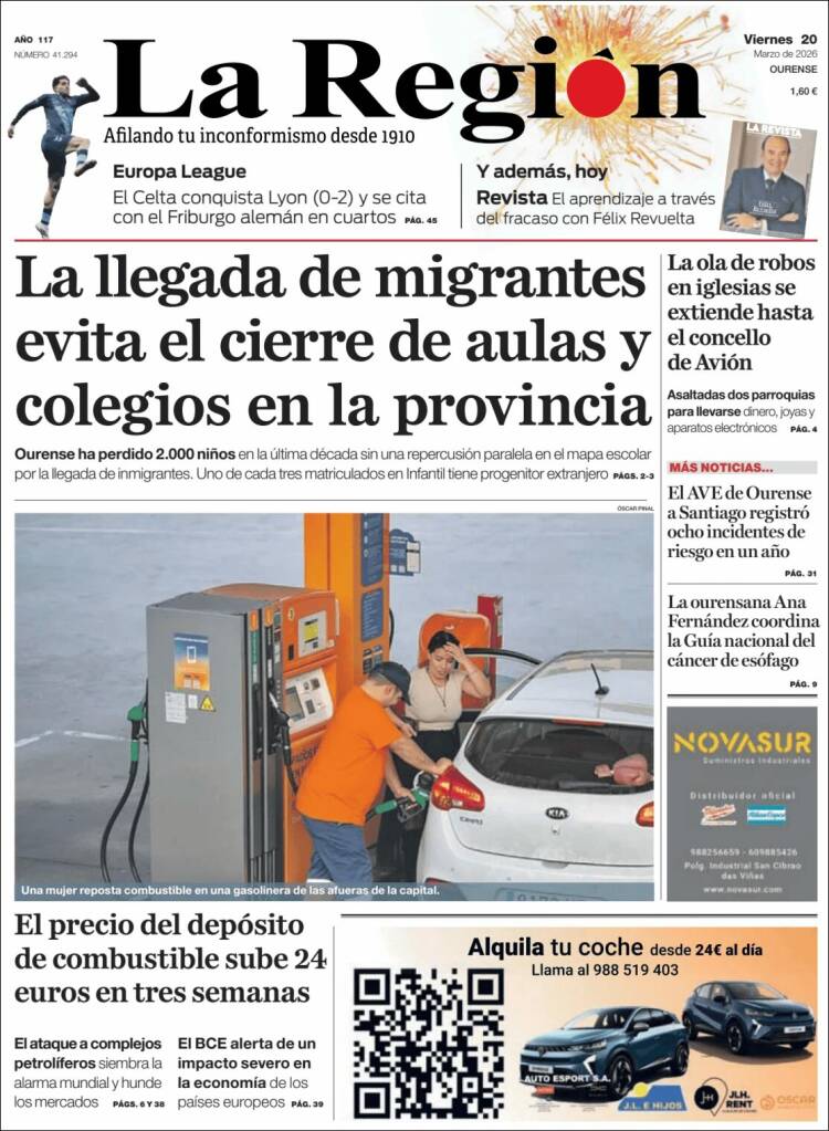 Portada de La Región de Ourense (Espa&ntilde;a)