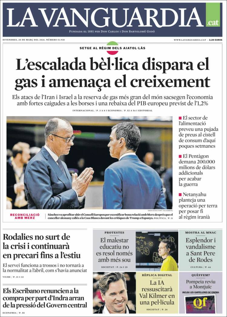 Portada de La Vanguardia (Espa&ntilde;a)