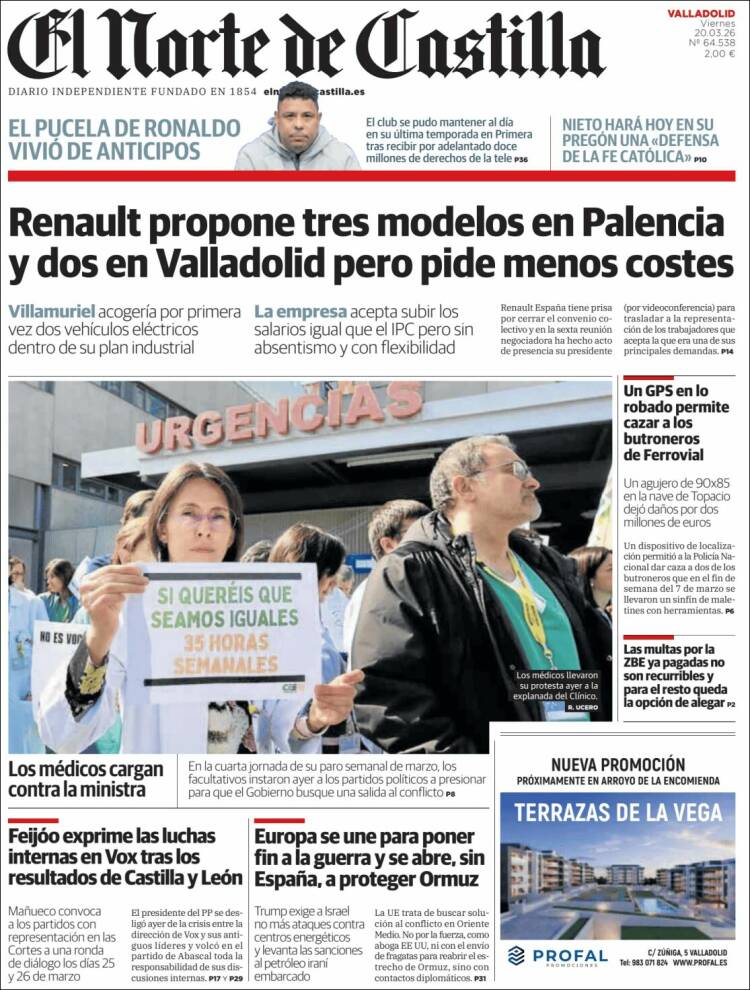 Portada de Norte de Castilla - Valladolid (Espa&ntilde;a)