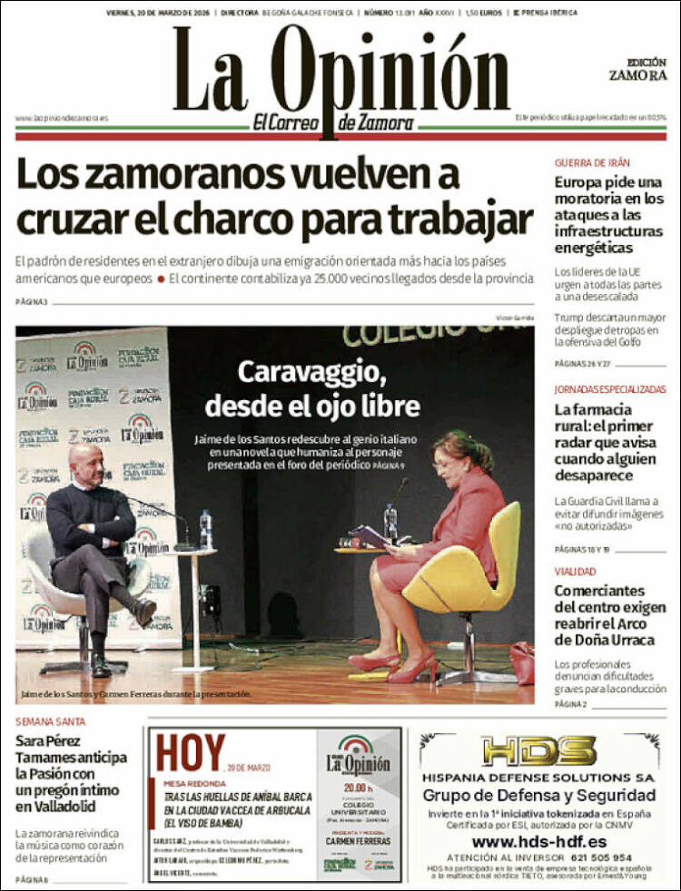 Portada de La Opinión - El Correo de Zamora (Espa&ntilde;a)