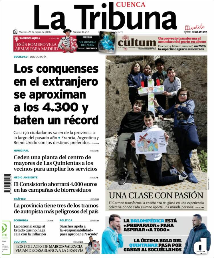Portada de La Tribuna de Cuenca (Espa&ntilde;a)