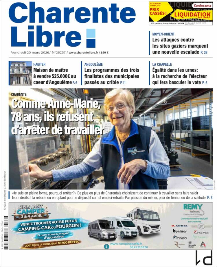 Portada de Charente Libre (Francia)