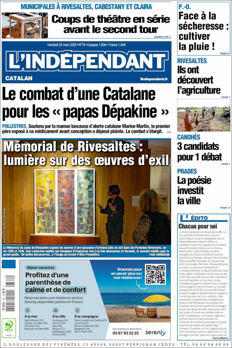Portada de Le Indépendant (Francia)