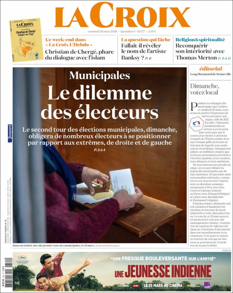 Portada de La Croix (Francia)