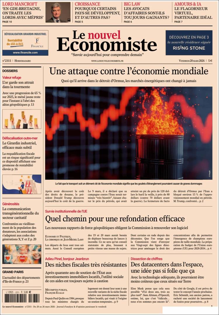Portada de Le nouvel Economiste (Francia)