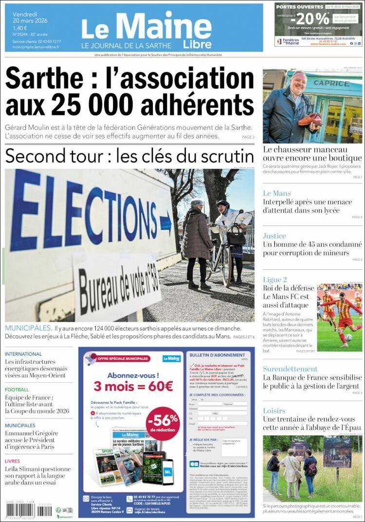 Portada de Le Maine Libre (Francia)