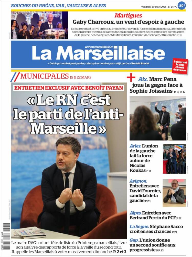 Portada de La Marseillaise (Francia)