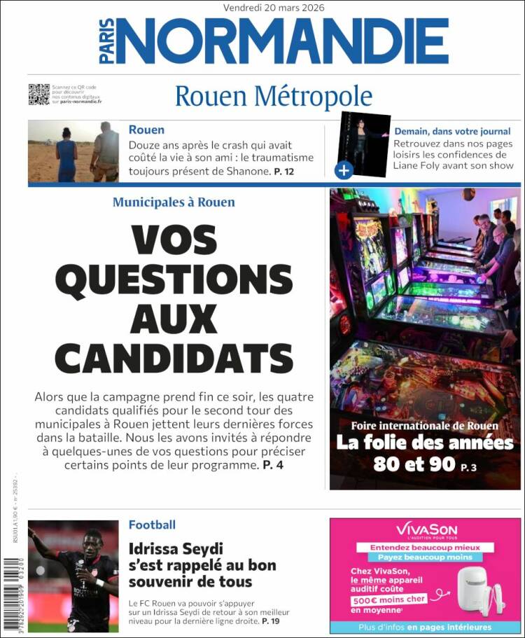 Portada de Paris Normandie (Francia)