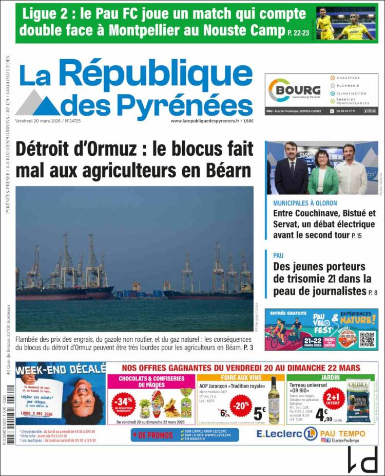 Portada de La République des Pyrénées (Francia)