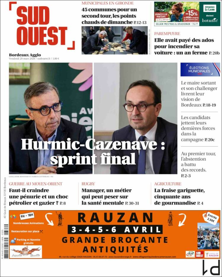 Portada de Sud Ouest (France)