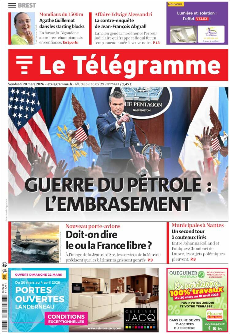 Portada de Télégramme (Francia)