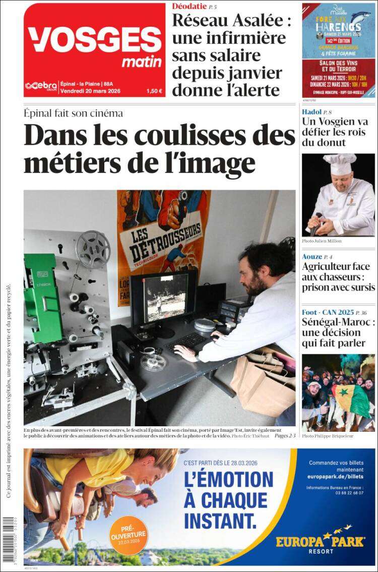 Portada de Vosges Matin (Francia)