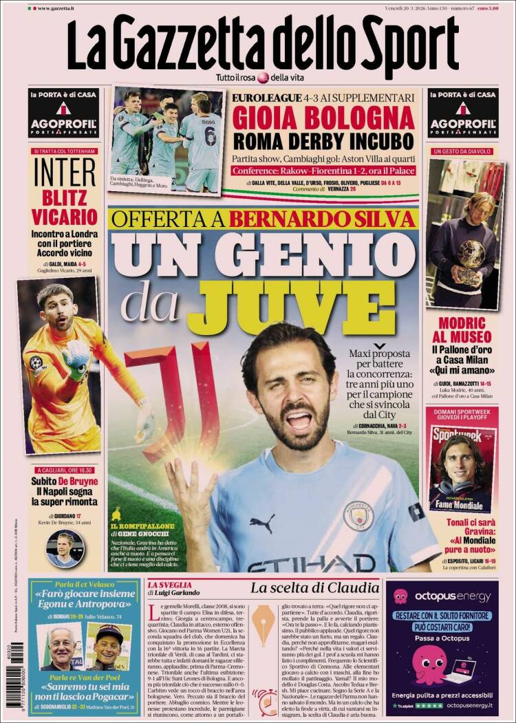 Portada de La Gazzetta dello Sport (Italia)