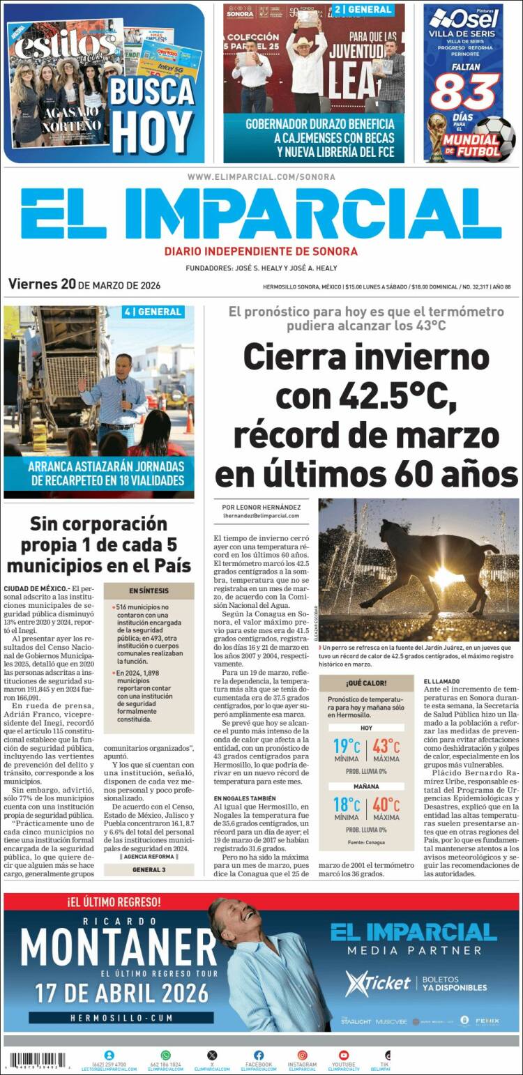 Portada de El Imparcial (M&eacute;xico)