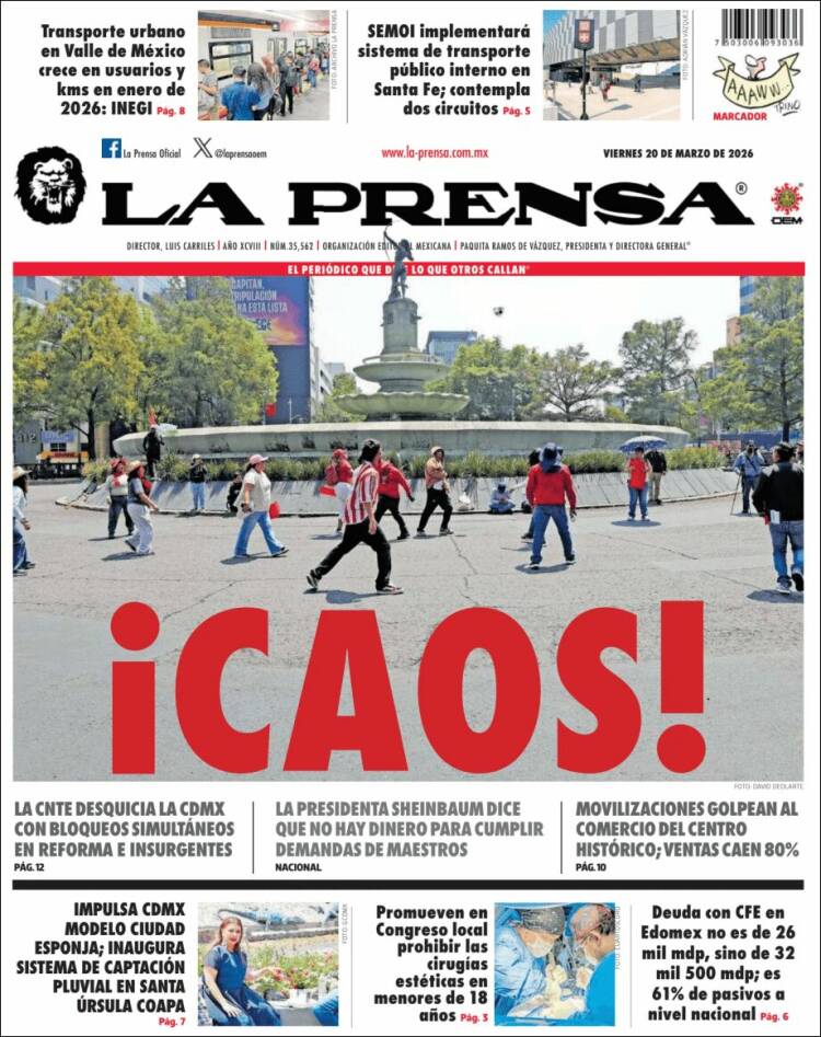 Portada de La Prensa (M&eacute;xico)