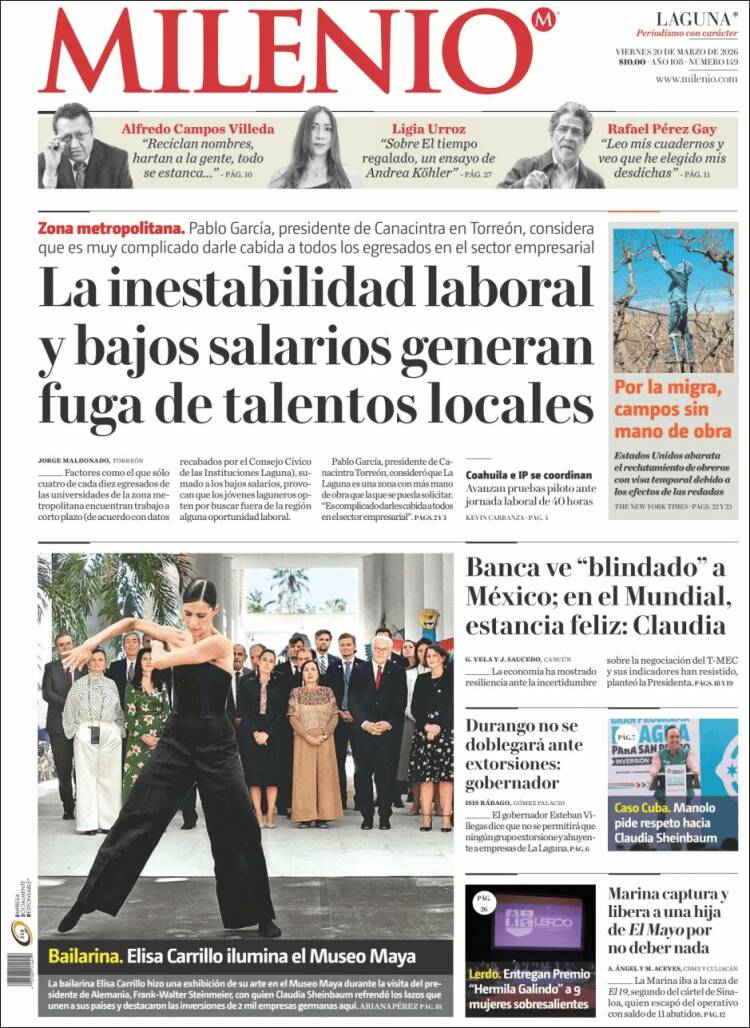 Portada de Milenio - Laguna (M&eacute;xico)
