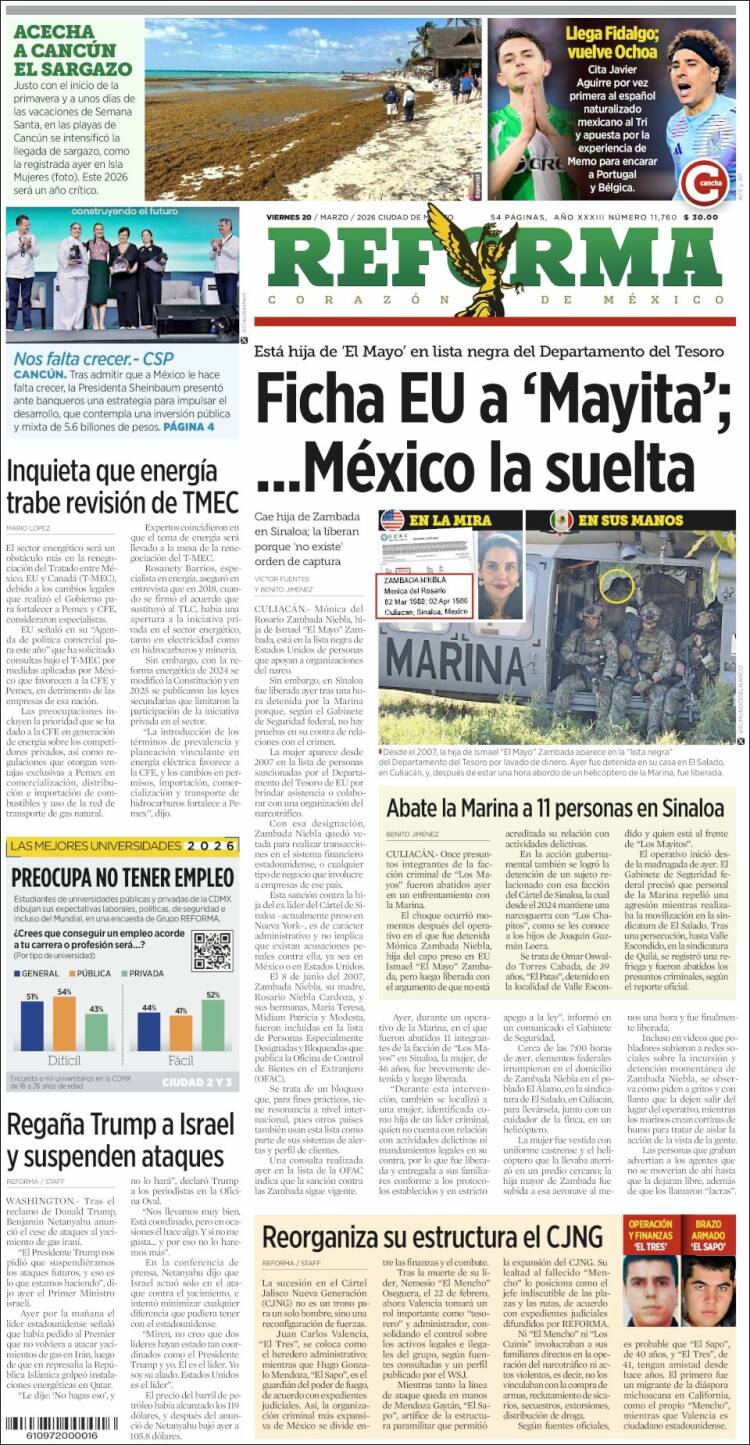 Portada de Reforma (M&eacute;xico)