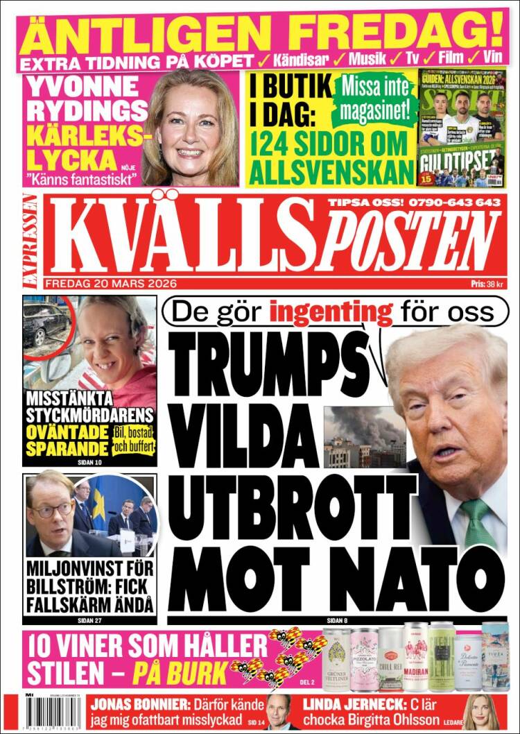 Portada de Kvällsposten (Suecia)