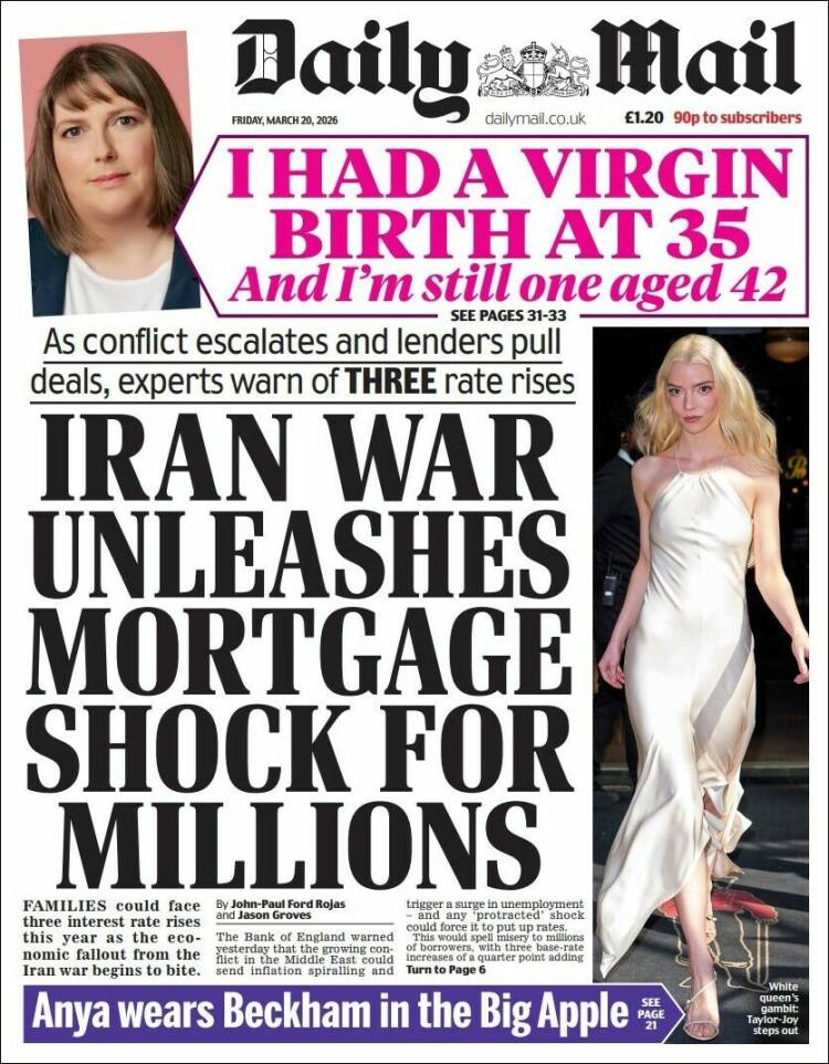 Portada de Daily Mail (Reino Unido)