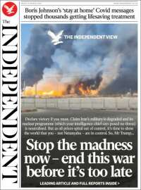 Portada de The Independent (Reino Unido)