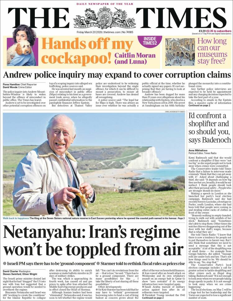 Portada de The Times (Reino Unido)