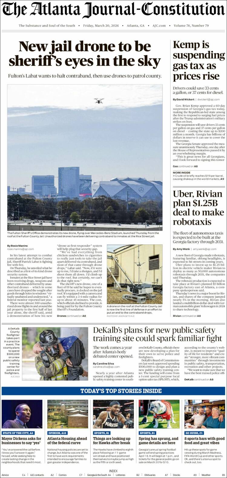 Portada de The Atlanta Journal-Constitution (USA)