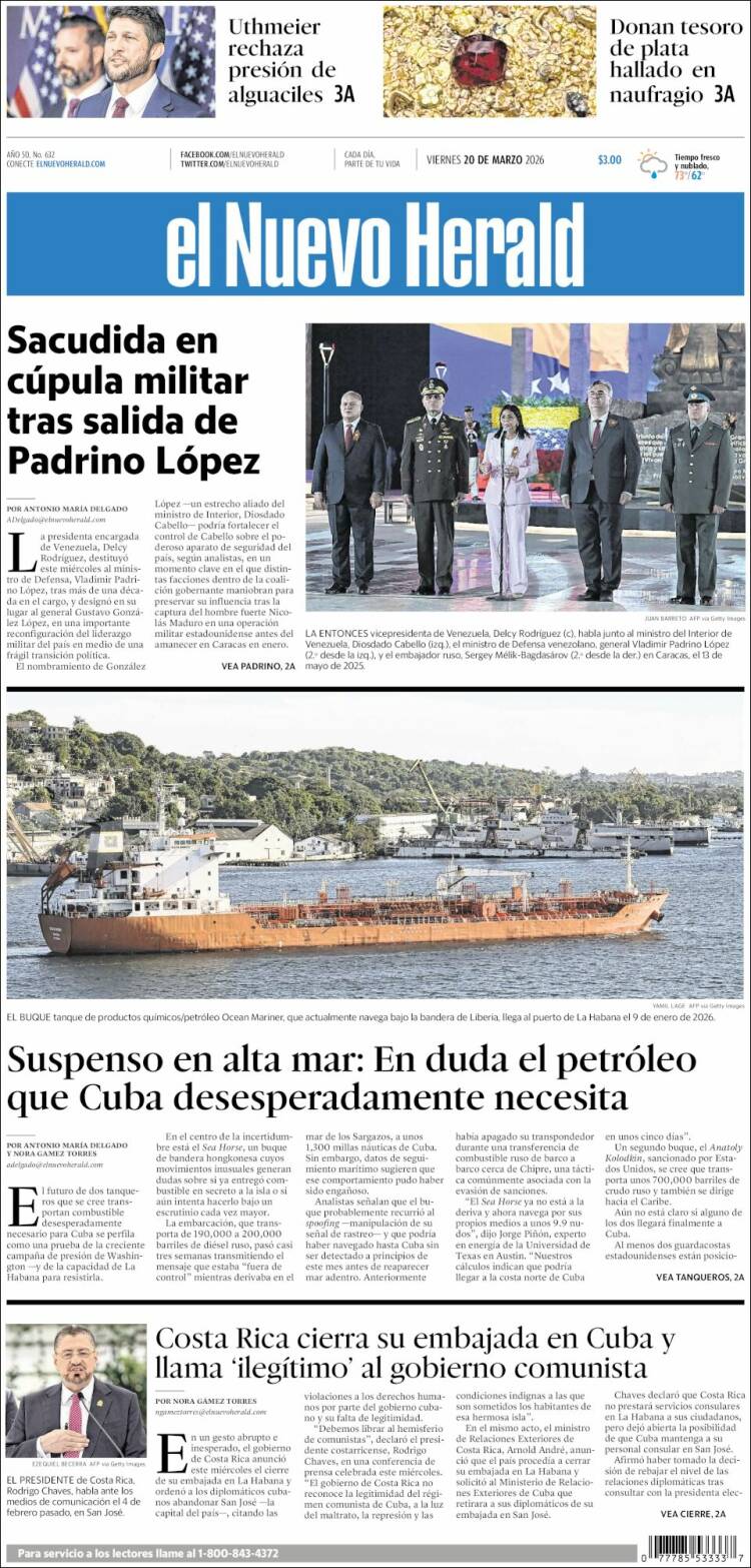 Portada de Miami Herald (USA)