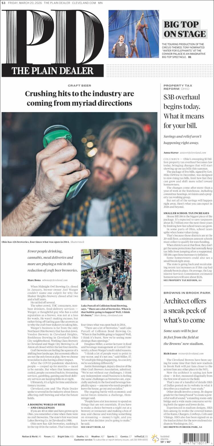 Portada de The Plain Dealer (USA)