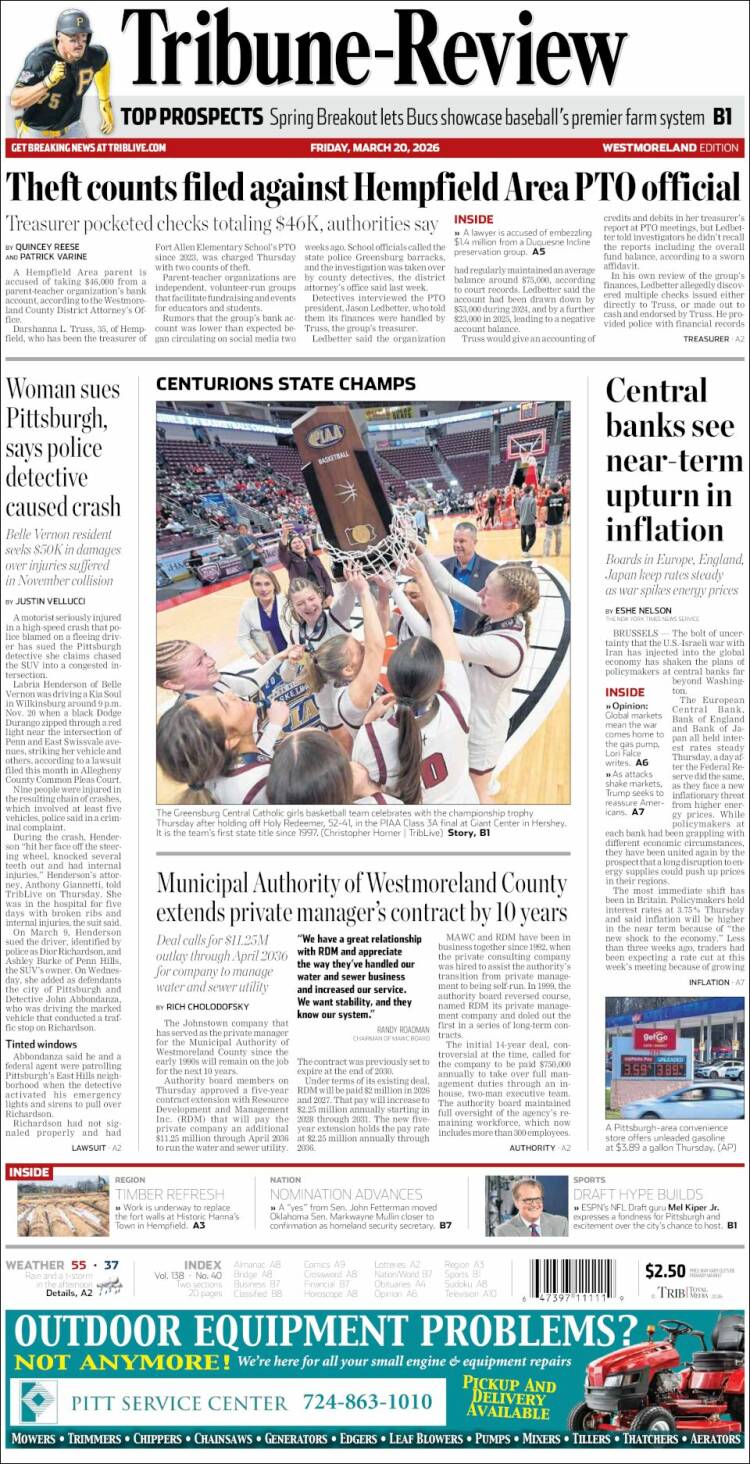 Portada de Tribune-Review (USA)