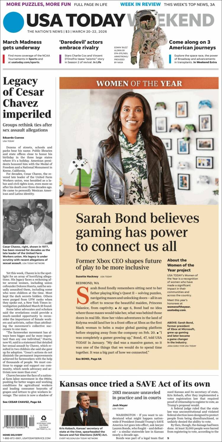 Portada de USA Today (USA)