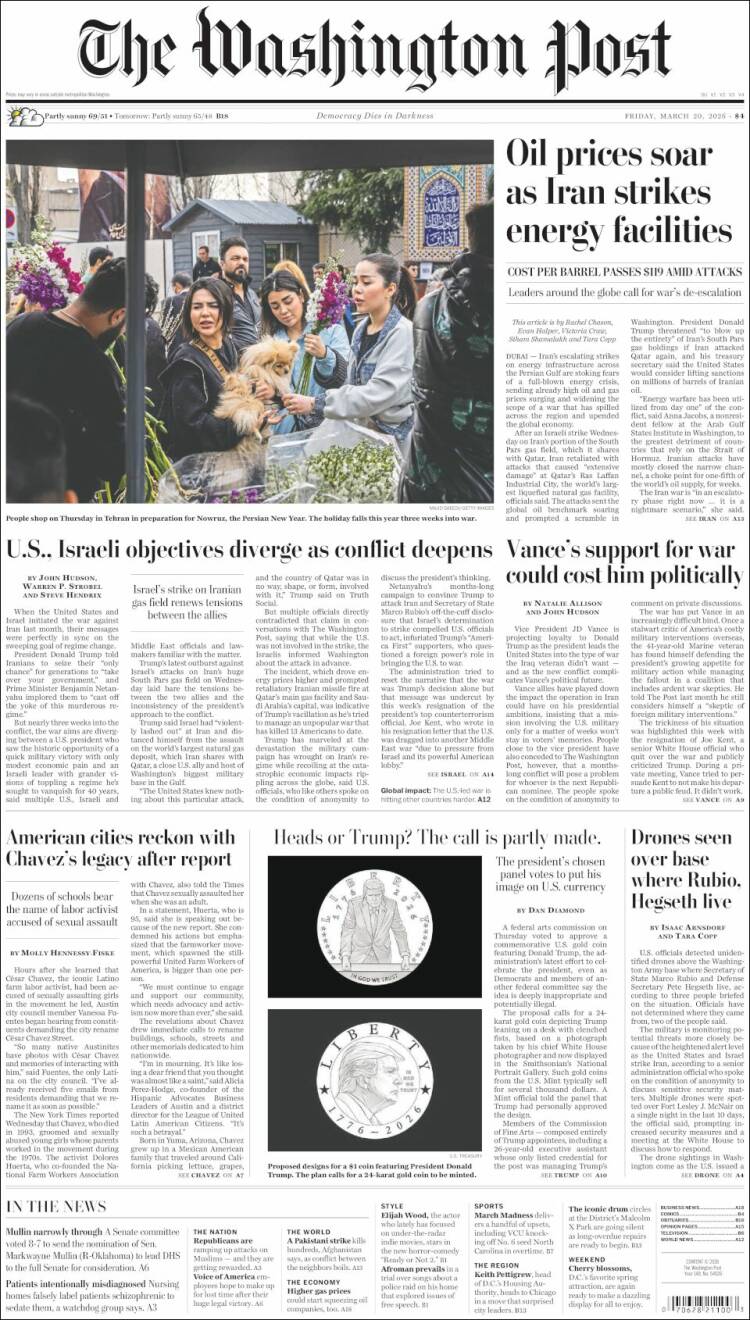 Portada de The Washington Post (USA)