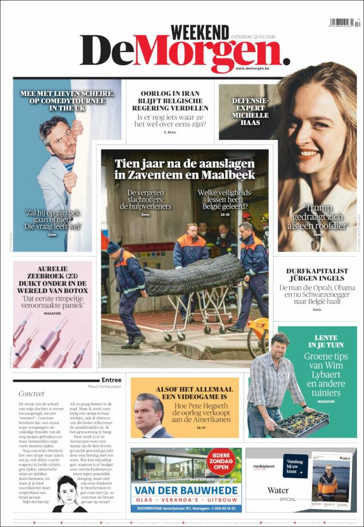 Portada de De Morgen (B&eacute;lgica)