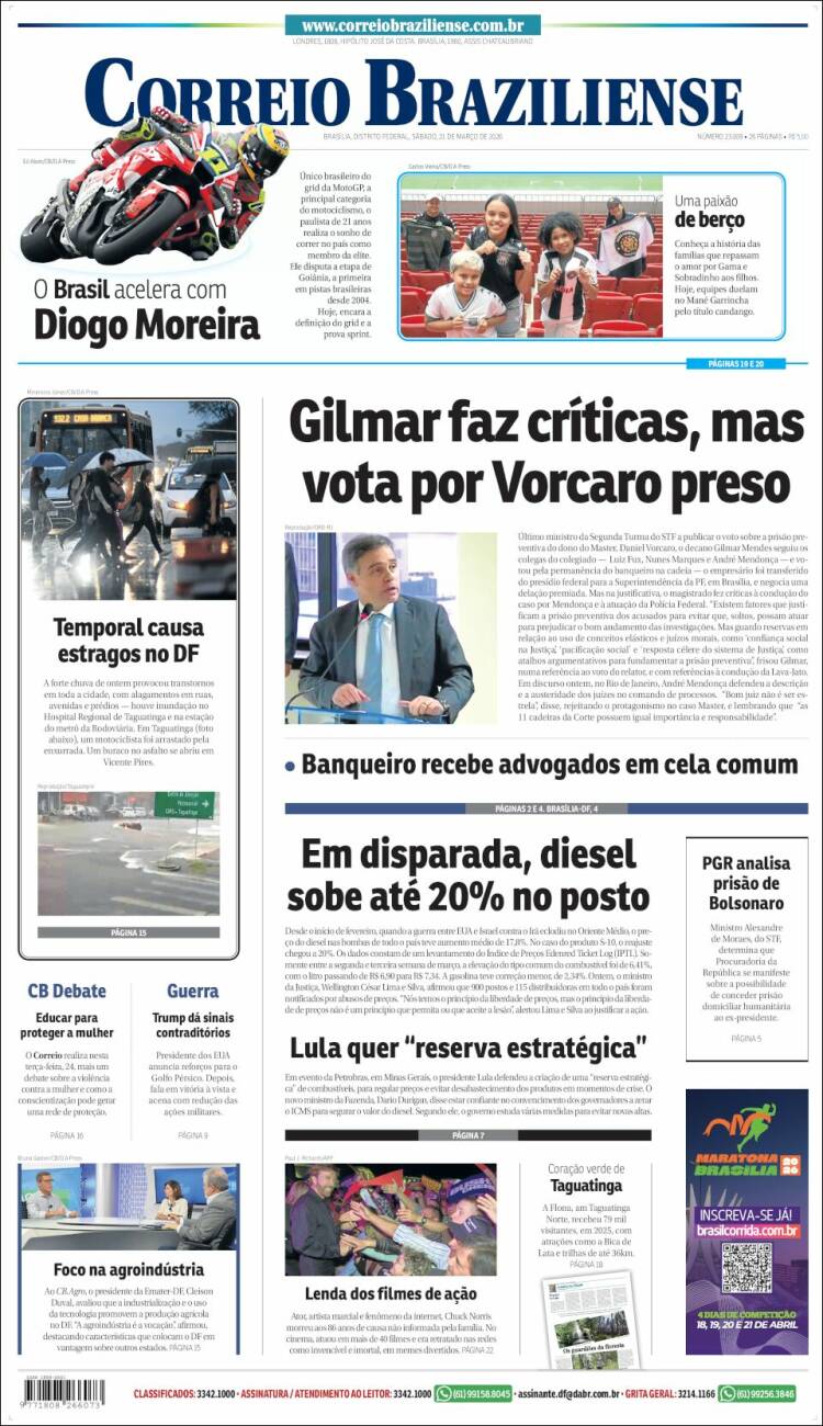 Portada de Correio Braziliense (Brasil)