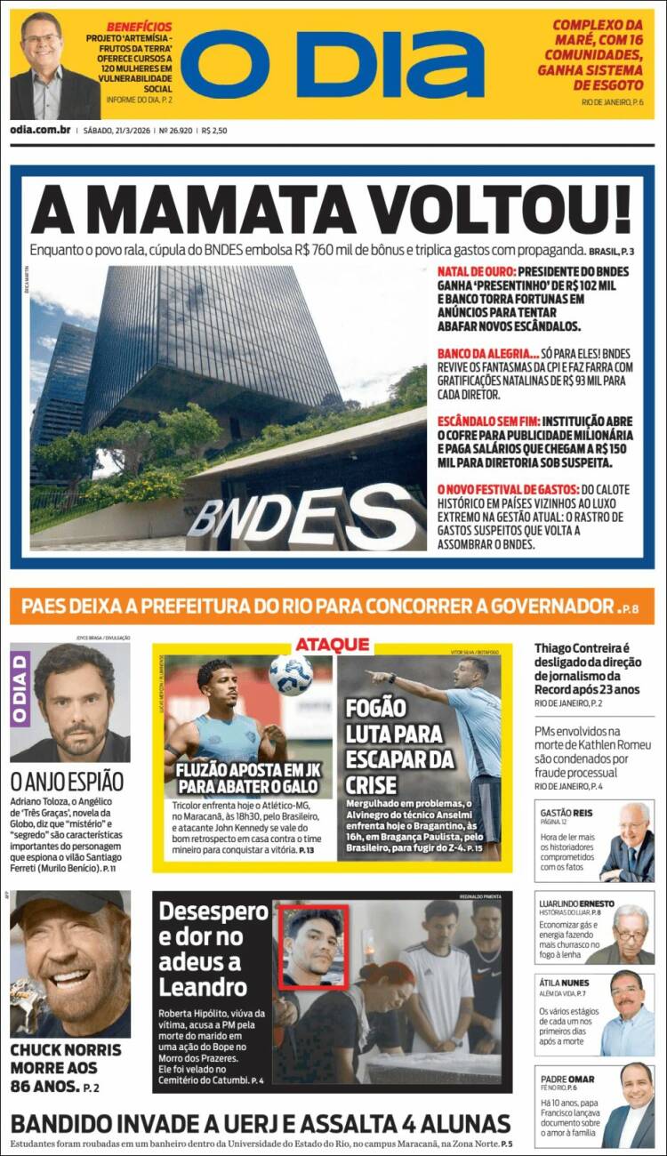 Portada de O Dia (Brasil)