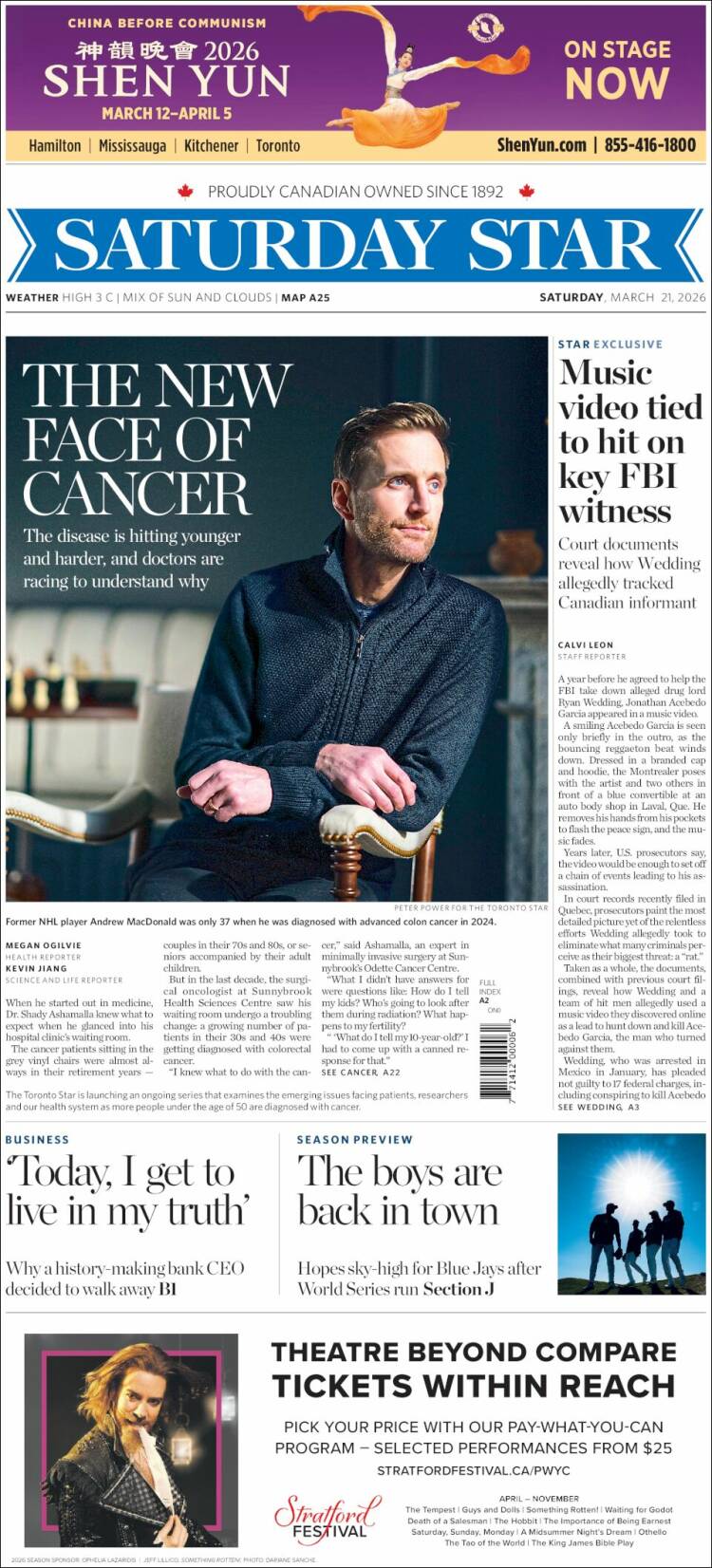 Portada de The Toronto Star (Canad&aacute;)