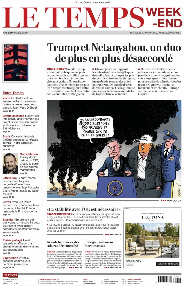 Portada de Le Matin (Suiza)