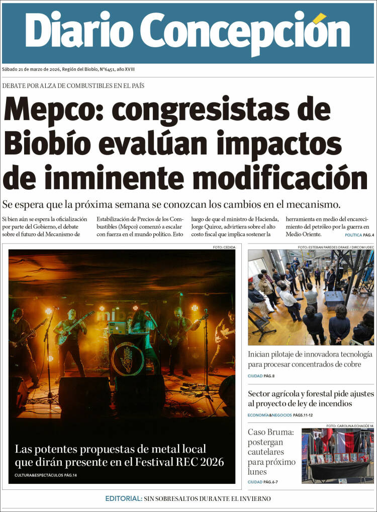 Portada de Diario de Concepción (Chile)